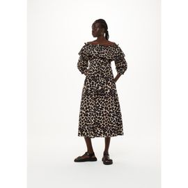 Whistles Whistles Leopard Spot Bardot Midi Dress