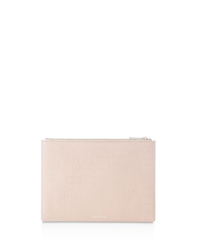 Whistles Whistles Matte Croc-Embossed Medium Leather Clutch