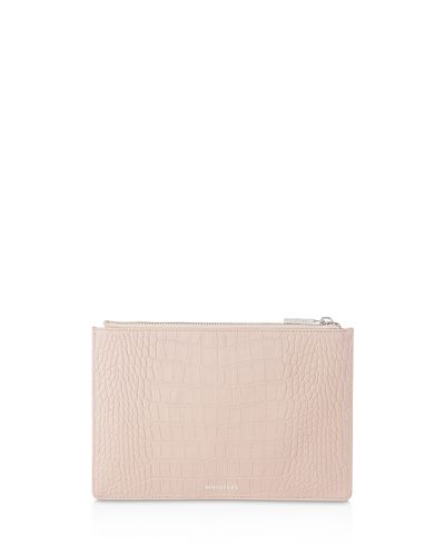 Whistles Whistles Matte Croc-Embossed Small Leather Clutch