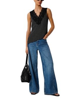 Whistles Whistles Mini Spot Lace Trim Top