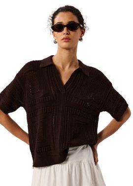 Whistles Whistles Open Front Crochet Polo Shirt