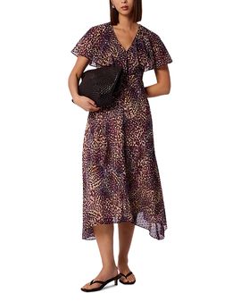 Whistles Whistles Orchid Print Cape Sleeve Dress
