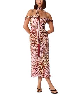 Whistles Whistles Orchid Print Scarf Midi Dress