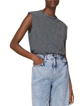 Whistles Whistles Organic Cotton Striped Muscle Tee
