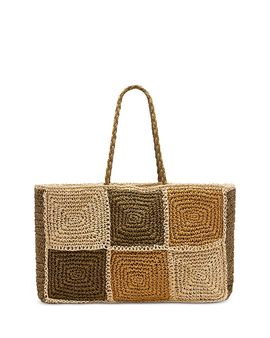 Whistles Whistles Patchwork Straw Tote