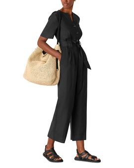 Whistles Whistles Petite Fiona Linen Button Front Jumpsuit