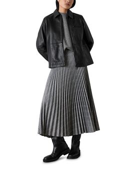Whistles Whistles Petites Check Pleated Midi Skirt