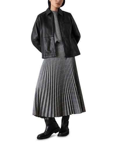 Whistles Whistles Petites Check Pleated Midi Skirt