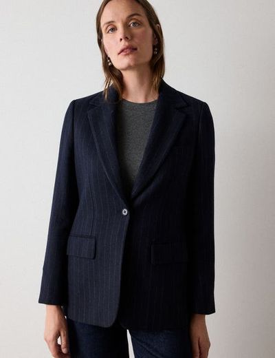 Whistles Whistles Pinstripe Wool Blend Blazer