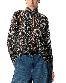 Whistles Whistles Printed Scarf Sheer Blouse