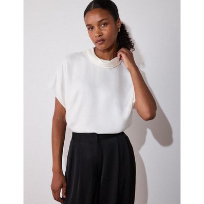 Whistles Whistles Seam Detail Funnel Neck Blouse