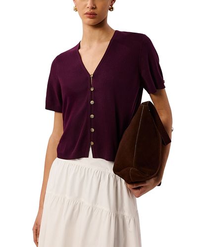 Whistles Whistles Short Sleeve Button Front Knit Top