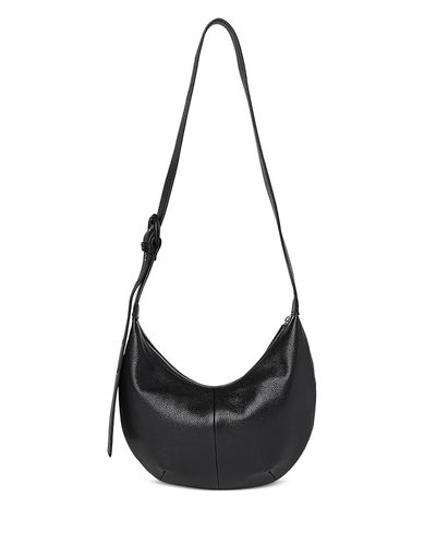 Whistles Whistles Sia Small Curved Black Leather Crossbody Bag