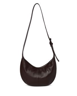 Whistles Whistles Sia Small Curved Brown Leather Crossbody Bag