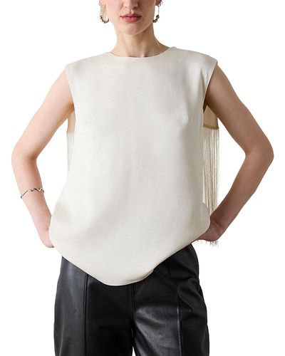 Whistles Whistles Sleeveless Fringe Back Top