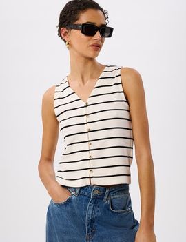 Whistles Whistles Stripe Button Front Tank