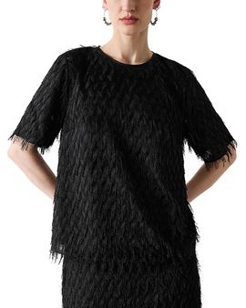 Whistles Whistles Tufted Fringe Short Sleeve Top
