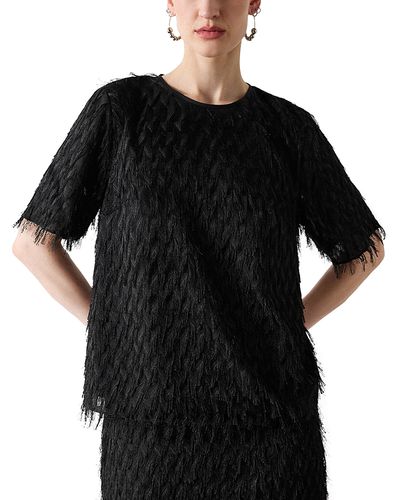 Whistles Whistles Tufted Fringe Short Sleeve Top