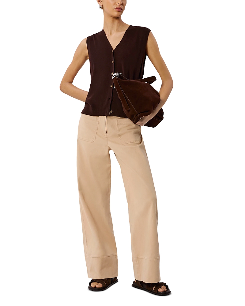 Whistles Whistles V Neck Button Front Knit Tank Top