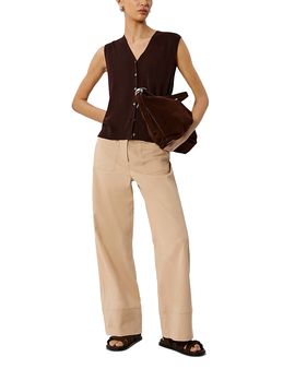 Whistles Whistles V Neck Button Front Knit Tank Top