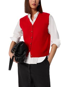 Whistles Whistles V Neck Button Front Knit Vest