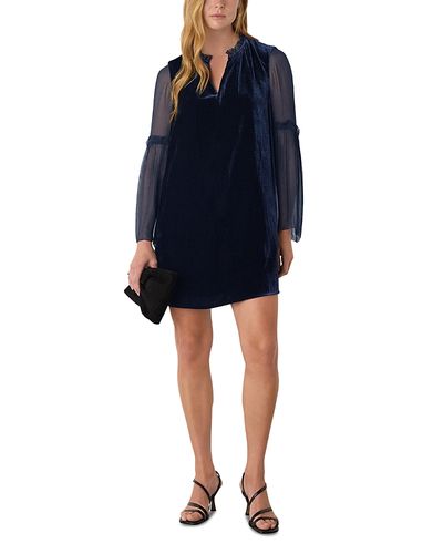 Whistles Whistles Velvet Sheer Sleeve Dress