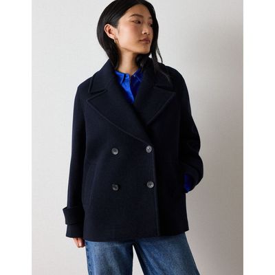 Whistles Whistles Wool Blend Double Breasted Collard Coat