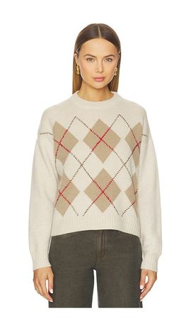 White + Warren White + Warren Cashmere Argyle Crew Sweater