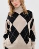 White & Warren White & Warren Cashmere Argyle Turtleneck Pullover Taupe Heather Marl - 2