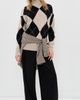White & Warren White & Warren Cashmere Argyle Turtleneck Pullover Taupe Heather Marl - 5