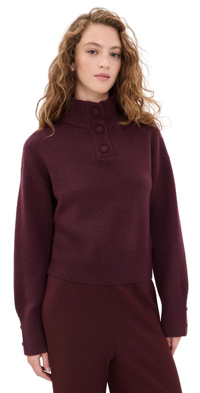 White & Warren White & Warren Cashmere Blend High Neck Sweater Oxblood