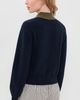 White & Warren White & Warren Cashmere Contrast Collar Sweater Deep Navy/Deep Olive - 3
