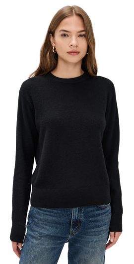 White & Warren White + Warren Cashmere Crew Black XS