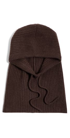 White & Warren White & Warren Cashmere Ribbed Balaclava Coffee Bean One