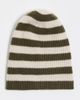 White & Warren White & Warren Cashmere Striped Beanie Deep Olive/Natural Heather One - 2