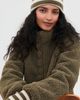 White & Warren White & Warren Cashmere Striped Beanie Deep Olive/Natural Heather One - 3