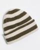 White & Warren White & Warren Cashmere Striped Beanie Deep Olive/Natural Heather One - 4