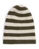 White & Warren White & Warren Cashmere Striped Beanie Deep Olive/Natural Heather One - 6
