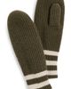 White & Warren White & Warren Cashmere Striped Mittens Deep Olive/Natural Heather One - 1