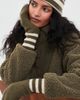 White & Warren White & Warren Cashmere Striped Mittens Deep Olive/Natural Heather One - 3
