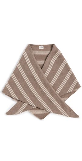 White & Warren White & Warren Cashmere Striped Neckerchief Soft Shale/Natural Heather One