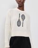 White & Warren White & Warren Cashmere Tennis Racquet Sweatshirt Soft White Combo - 2