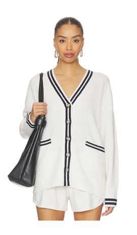 White & Warren White & Warren Cashmere Varsity Cardigan
