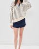 White & Warren White & Warren Cotton Striped Polo Ivory/Navy Stripe - 5