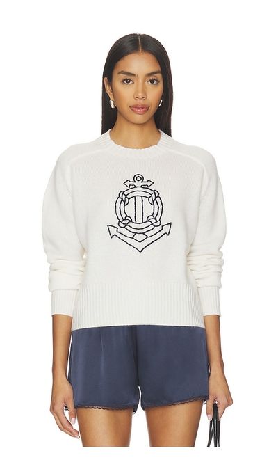 White & Warren White & Warren Featherweight Cashmere Nautical Embroidered Sweater