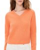 White & Warren White & Warren Featherweight Cashmere V Neck Pullover Orange Fresco - 1