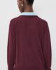 White & Warren White & Warren Superfine Merino Wool Layered Polo Black Cherry/Light Blue Trim - 3