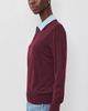 White & Warren White & Warren Superfine Merino Wool Layered Polo Black Cherry/Light Blue Trim - 4