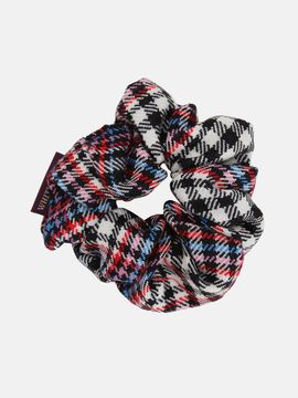 WHITE SANDS Check Italian Wool Scrunchie [Purple]