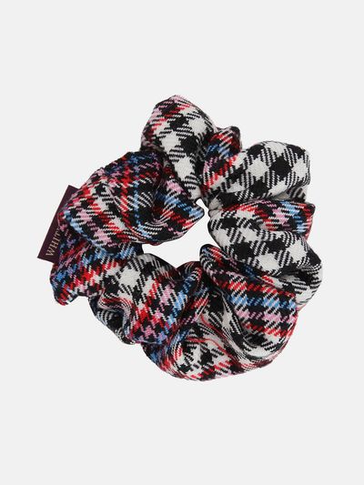 WHITE SANDS Check Italian Wool Scrunchie [Purple]